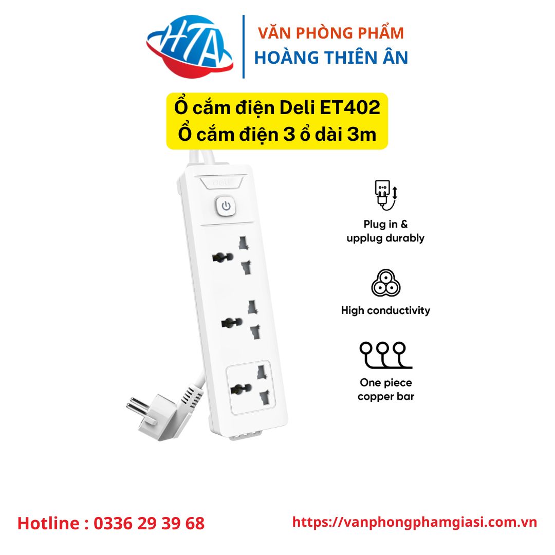 ổ cắm deli ET402 Ổ cắm điện DELI ET402