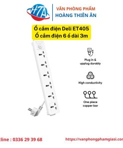 Ổ cắm điện Deli 6 ổ 3m trắng 405