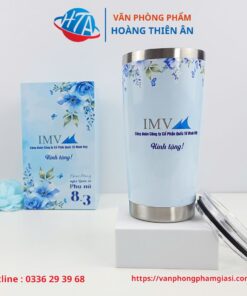 Hộp Quà Tặng 8/3 Tri Ân Phụ Nữ In Họa Tiết Hoa Xanh