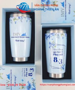 Hộp Quà Tặng 8/3 Tri Ân Phụ Nữ In Họa Tiết Hoa Xanh