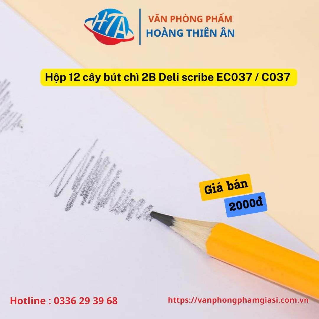 Hộp 12 cây bút chì 2B Deli scribe EC037 C037 (4) Hộp 12 cây bút chì 2B Deli scribe EC037 C037 (1)