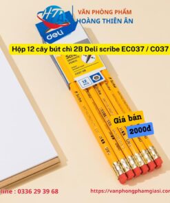 Hộp 12 cây bút chì 2B Deli scribe EC037 C037 (1)