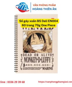 Sổ gáy xoắn B5 60 trang 70g One Piece - Deli EN004