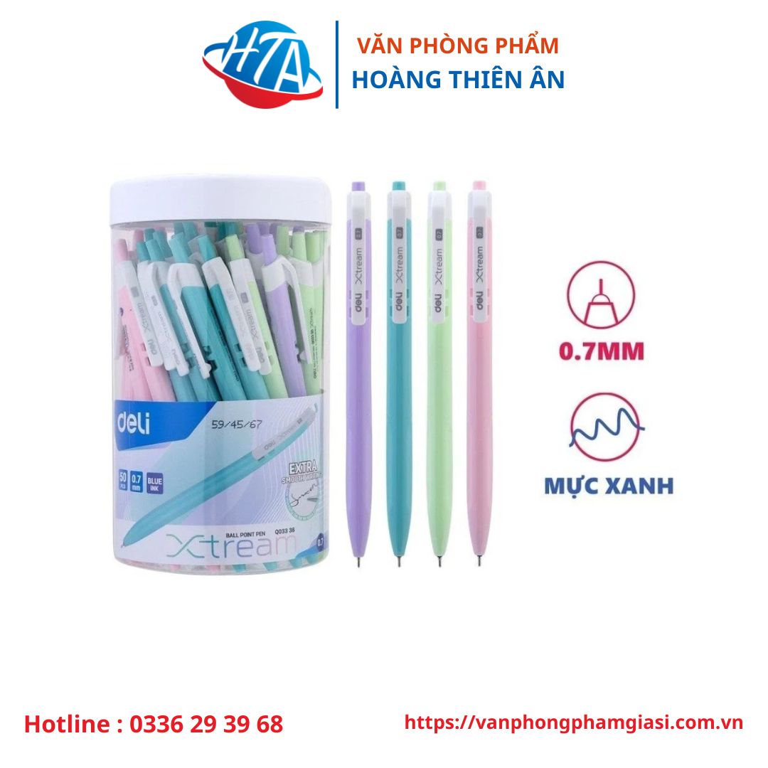 Bút bi bấm Deli EQ03336